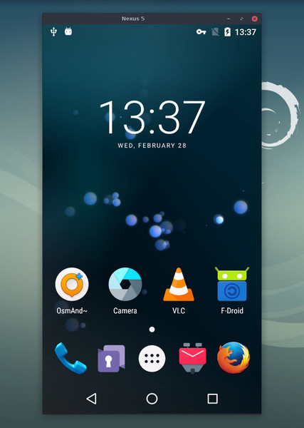 scrcpy mirroring an Android phone on the desktop